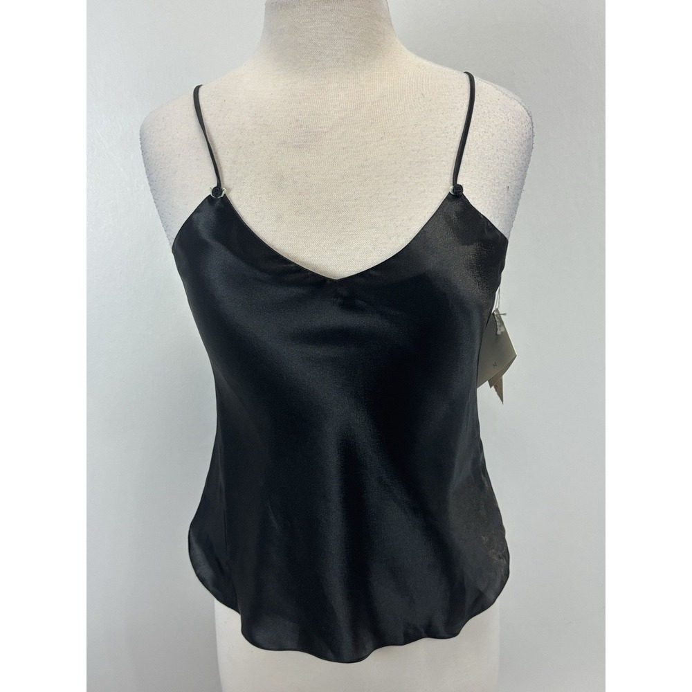 NEW! Vtg Lord & Taylor Satin Cami Tank Top Sz Medium Women's Black